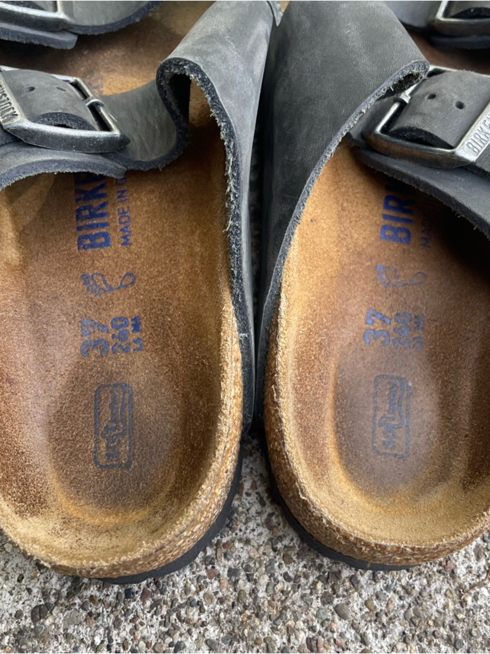 Birkenstock Arizona Soft Footbed Sandals Gray Leather Shoes Size 37 EU Womens 6 - Picture 13 of 16
